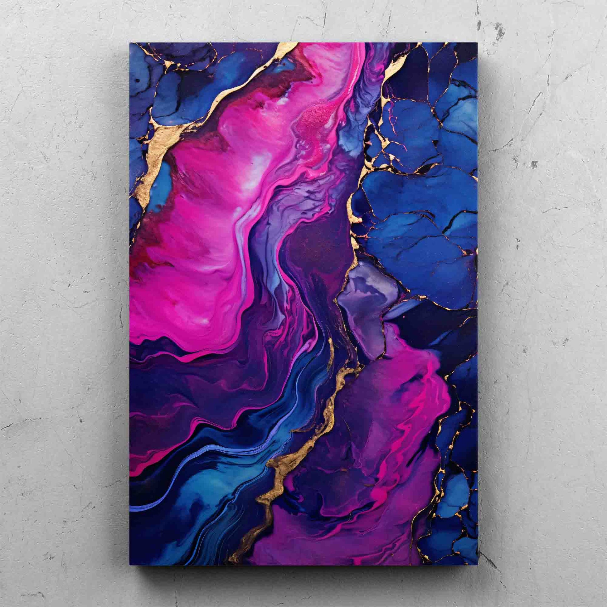 Abstract Blue and Gold Liquid Marble Art