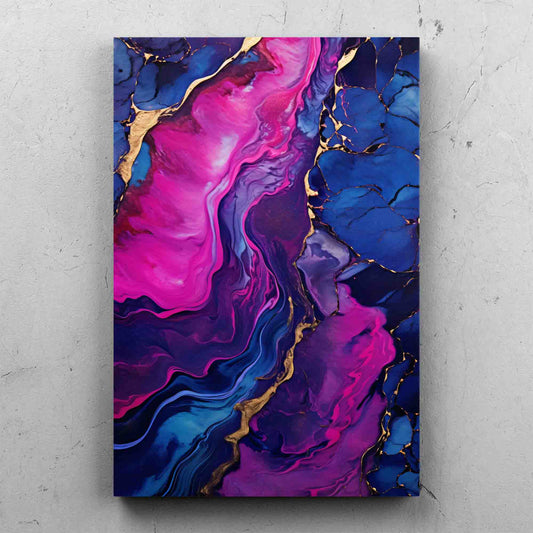 Abstract Blue and Gold Liquid Marble Art
