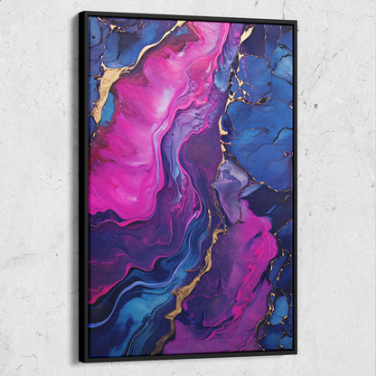 Abstract Blue and Gold Liquid Marble Art