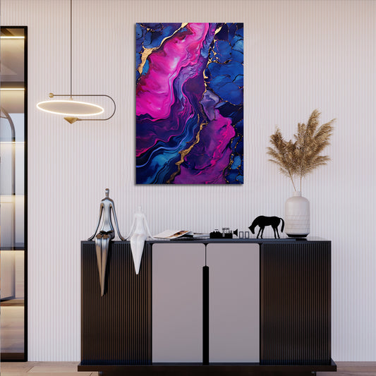 Abstract Blue and Gold Liquid Marble Art