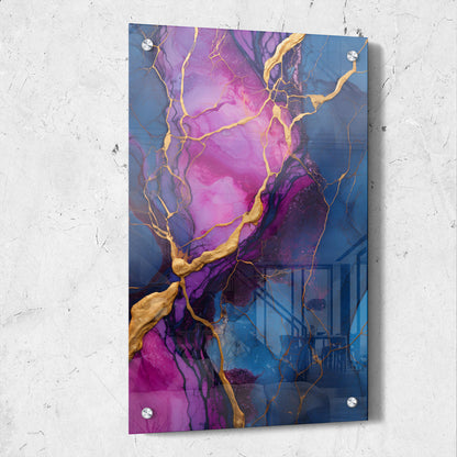 Abstract Blue and Gold Marble Paint