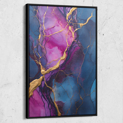 Abstract Blue and Gold Marble Paint