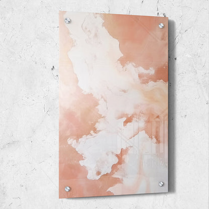 Abstract White Textured Paint on Rose Color