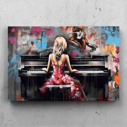 Aesthetic Beauty Back Playing Piano
