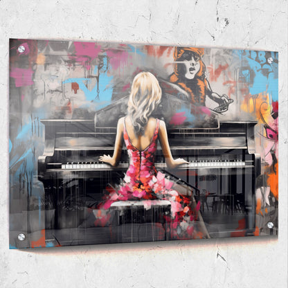 Aesthetic Beauty Back Playing Piano