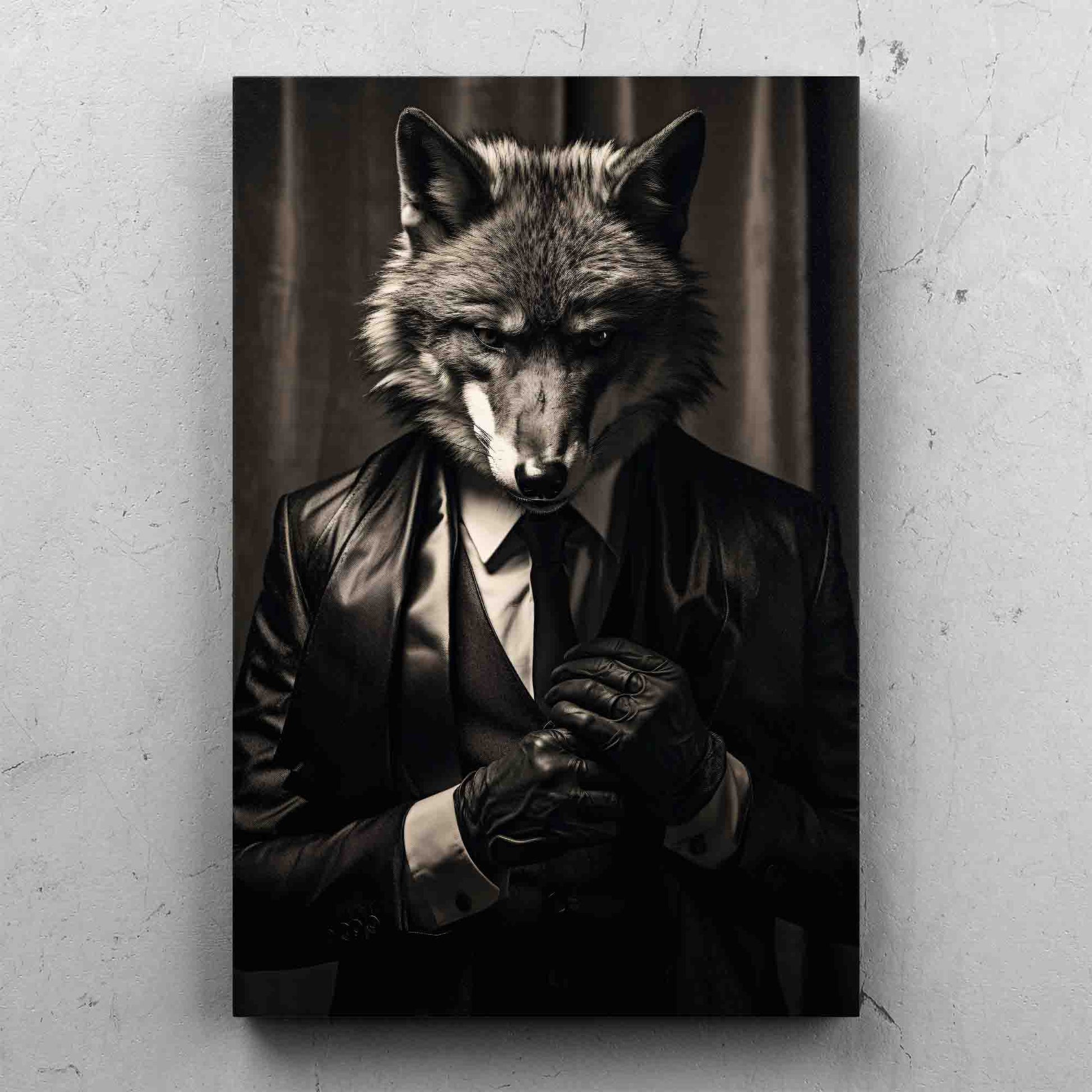 Dark Wolf Wearing Tuxedo