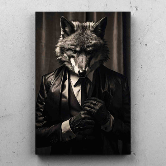 Dark Wolf Wearing Tuxedo