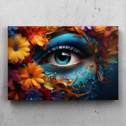 Painted Eye Beauty with Colorful Flowers