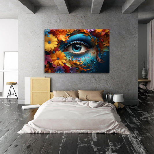 Painted Eye Beauty with Colorful Flowers