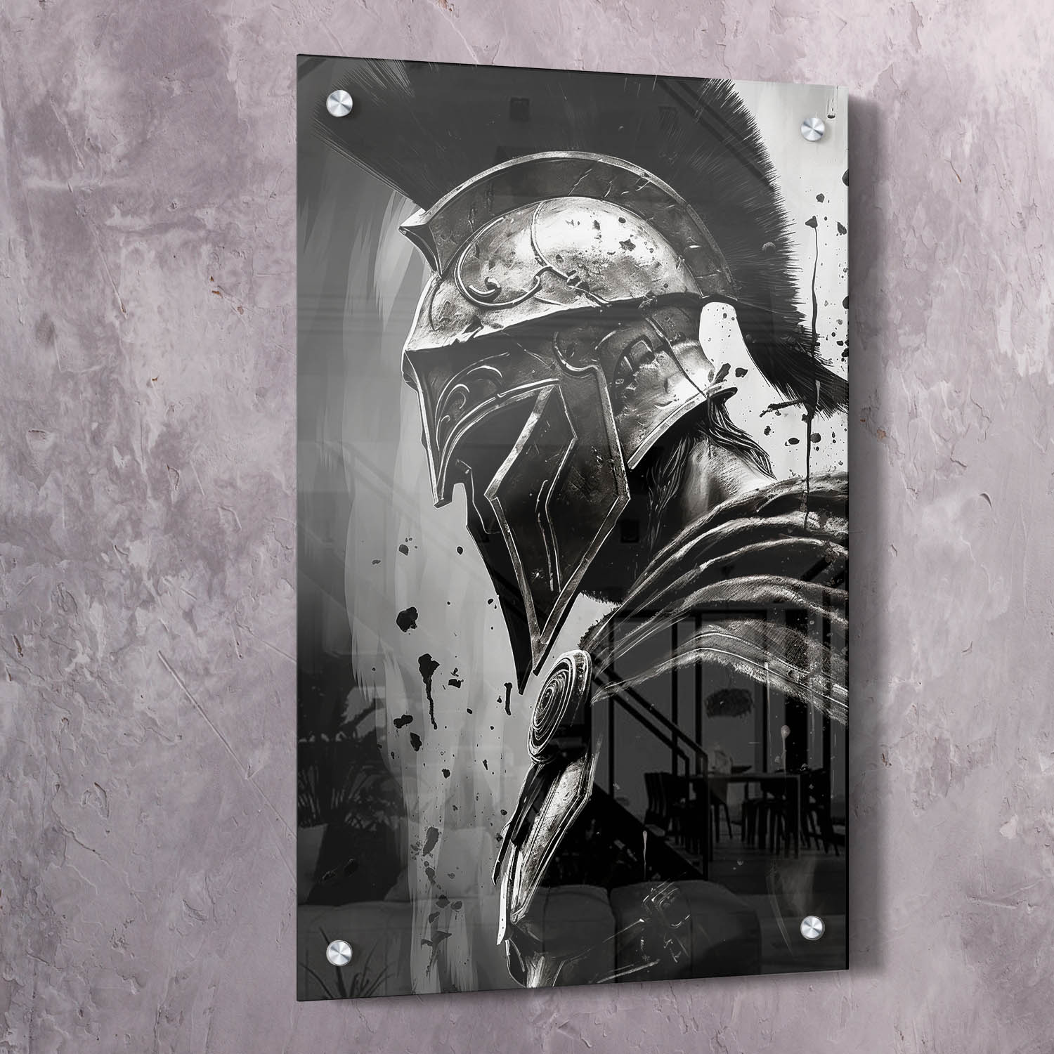 Spartan Warrior Abstract Black and White