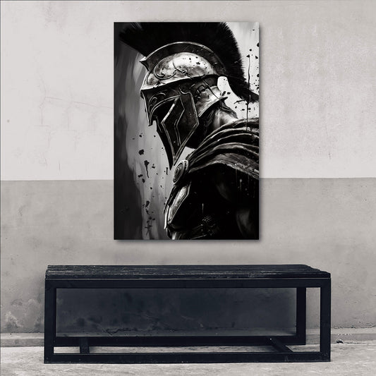 Spartan Warrior Abstract Black and White