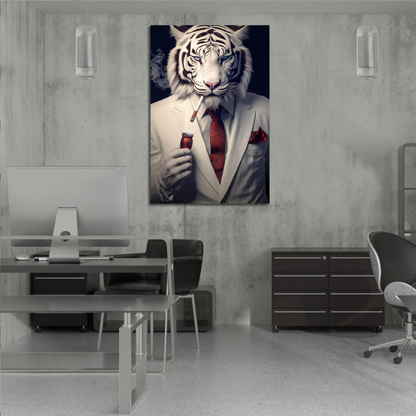 Tigar with Suit Smoking Cigar