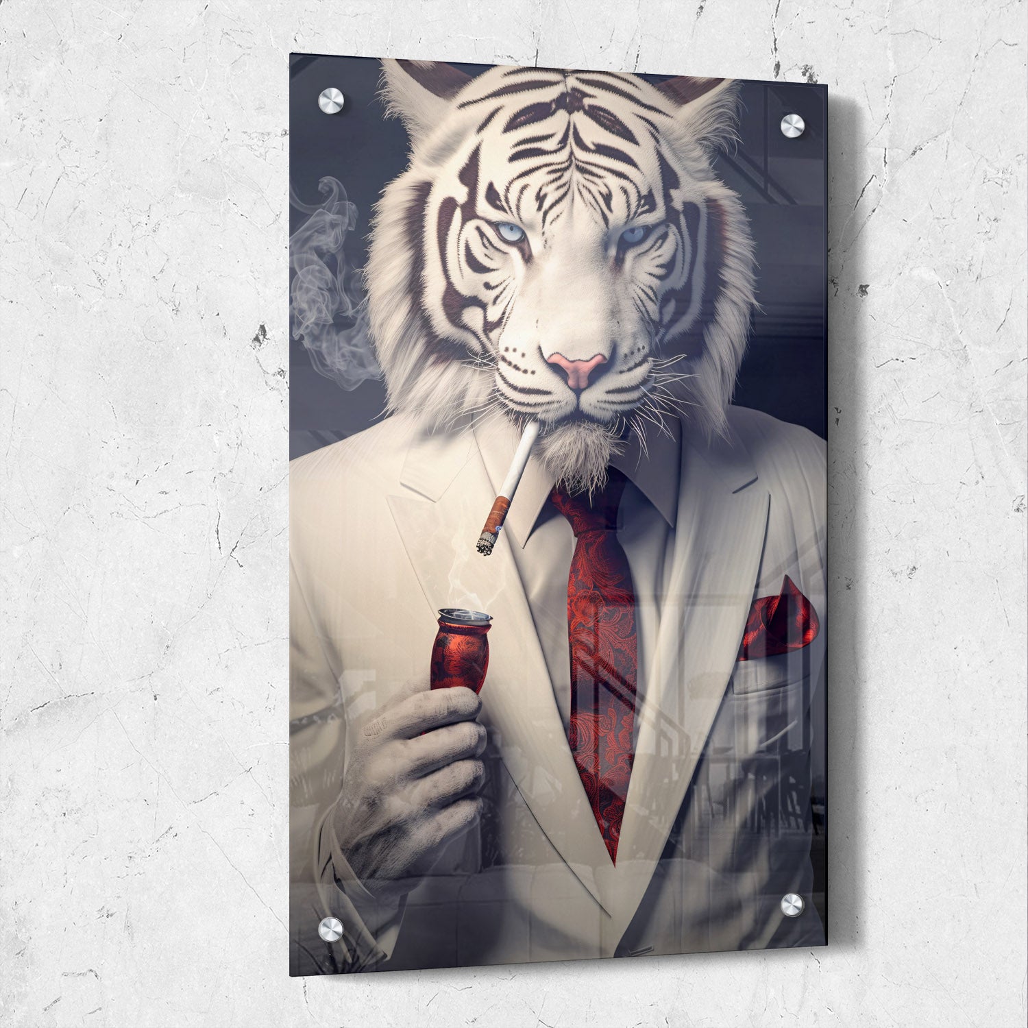 Tigar with Suit Smoking Cigar