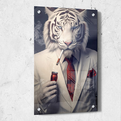 Tigar with Suit Smoking Cigar