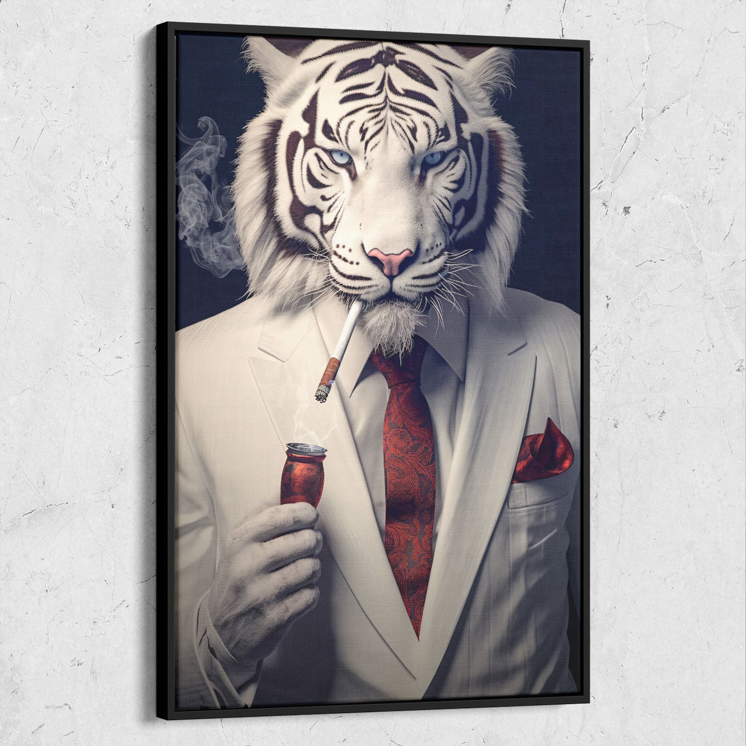 Tigar with Suit Smoking Cigar