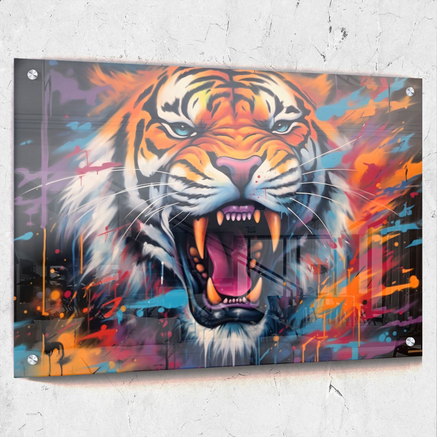 Tiger on Fire Graffiti Paint