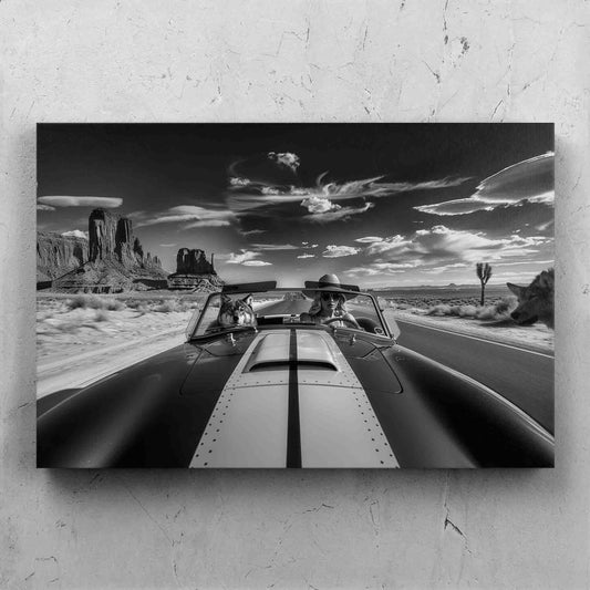 Black White Woman Wolf Desert