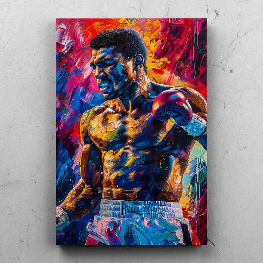 Colorful Muhammad Ali Impasto Painting