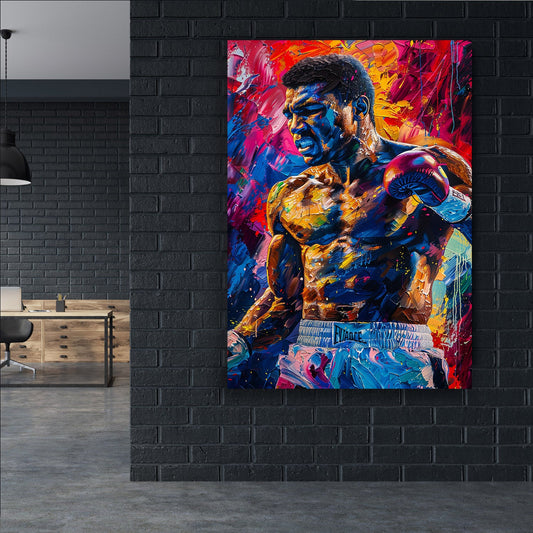 Colorful Muhammad Ali Impasto Painting