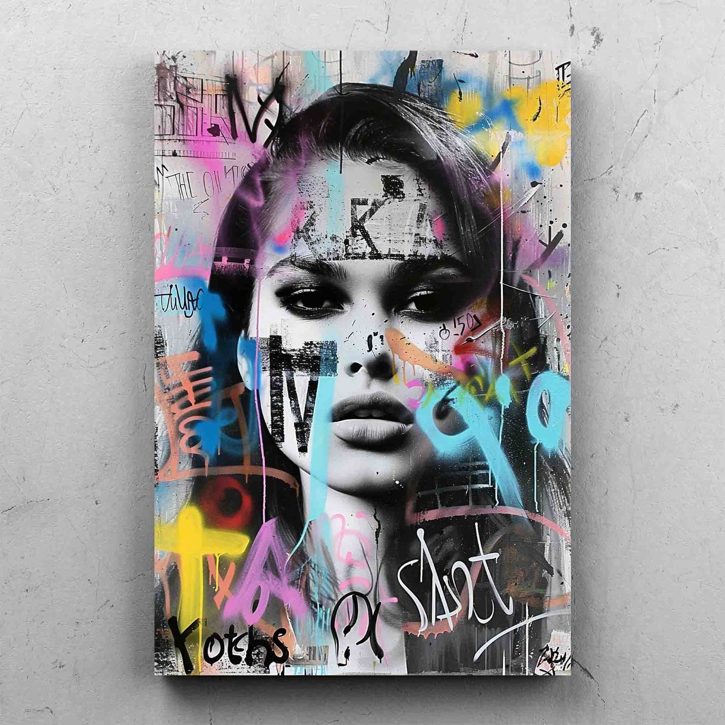 Colorful Graffiti Woman Portrait