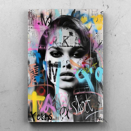 Colorful Graffiti Woman Portrait