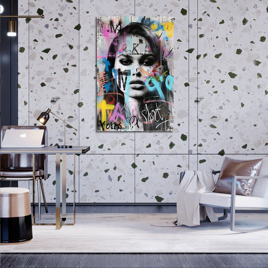 Colorful Graffiti Woman Portrait