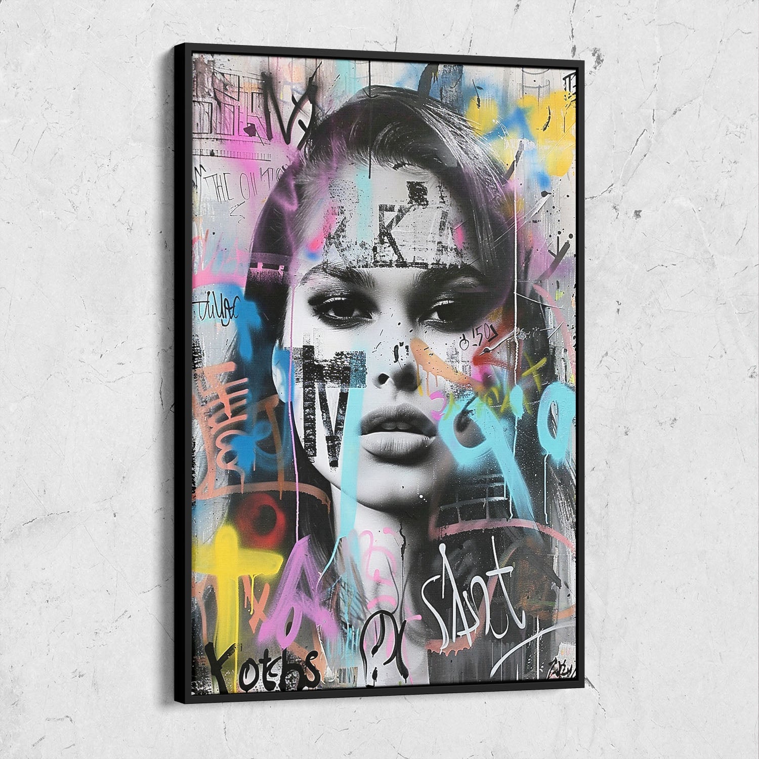 Colorful Graffiti Woman Portrait