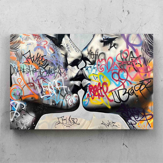 Colorful Street Art Kissing Portrait