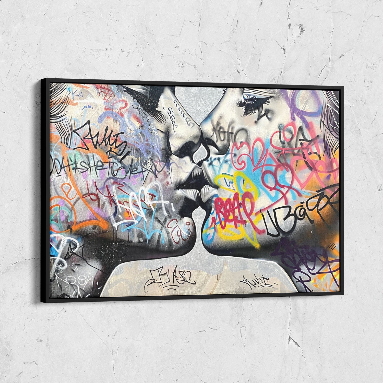 Colorful Street Art Kissing Portrait