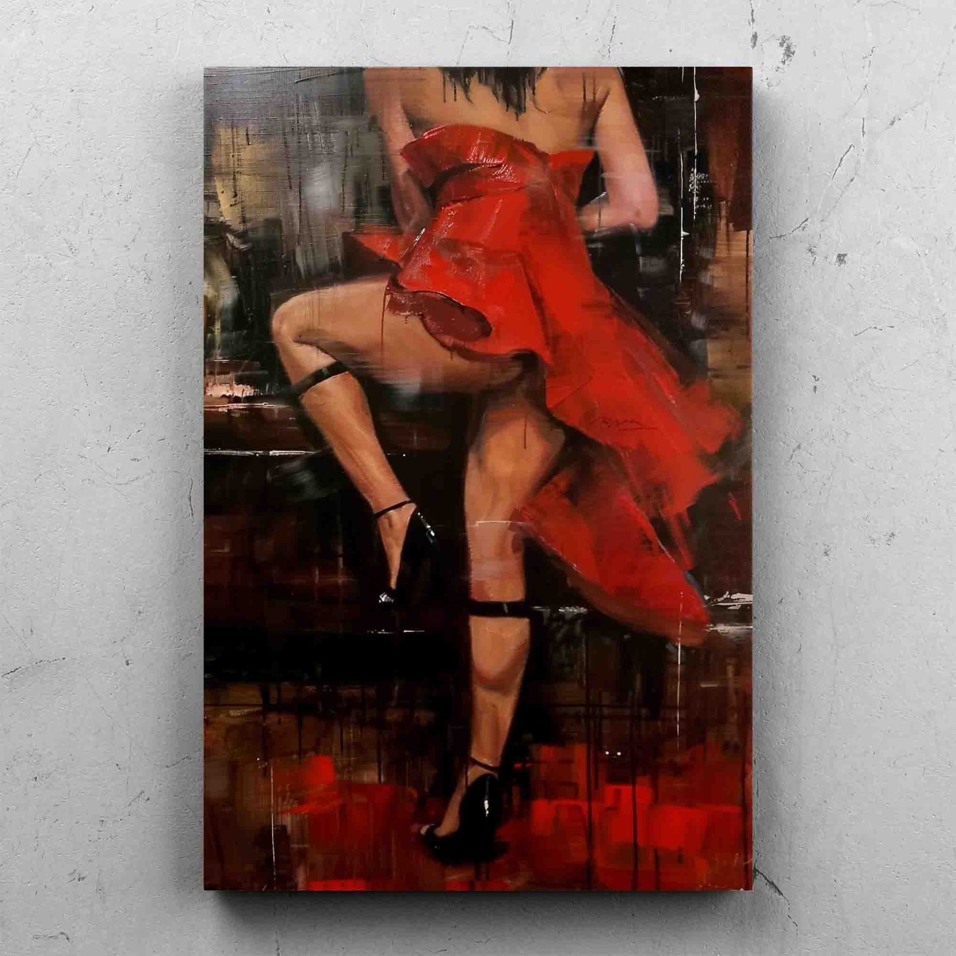 Contemporary Woman Red Dress Painting