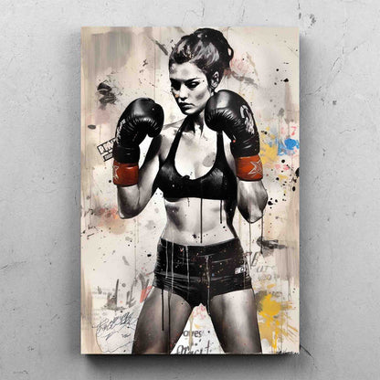 Female Boxer Street Art Painting