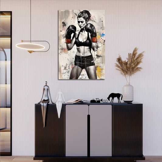 Female Boxer Street Art Painting