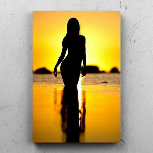 Golden Sunset Woman Silhouette