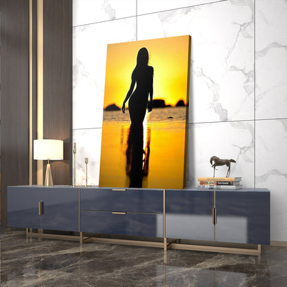 Golden Sunset Woman Silhouette
