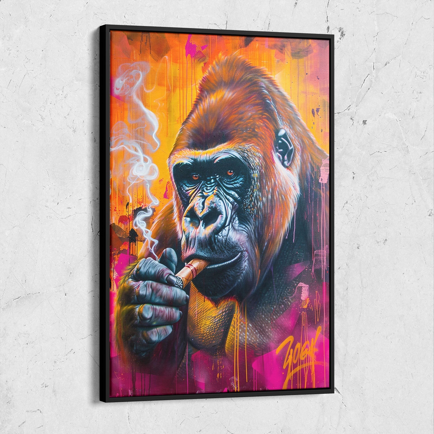 Gorilla Smoking Pop Art Painting