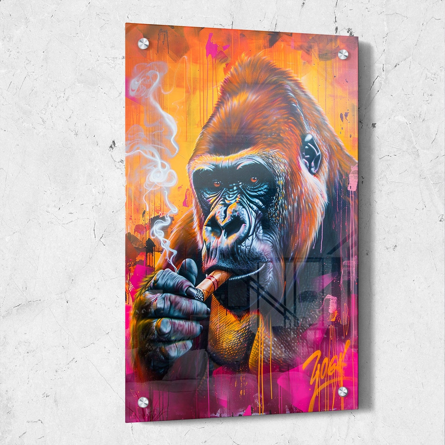 Gorilla Smoking Pop Art Painting