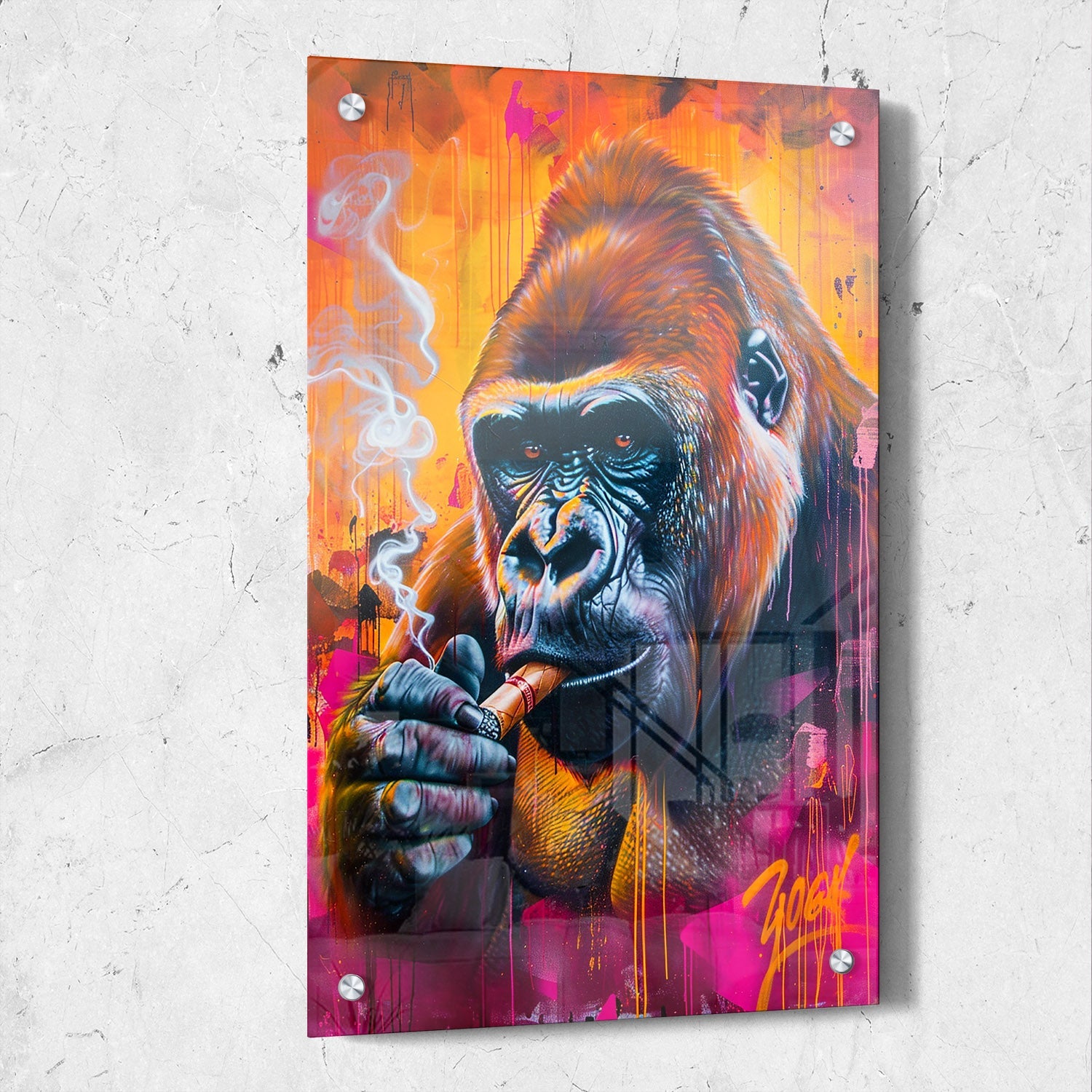 Gorilla Smoking Pop Art Painting