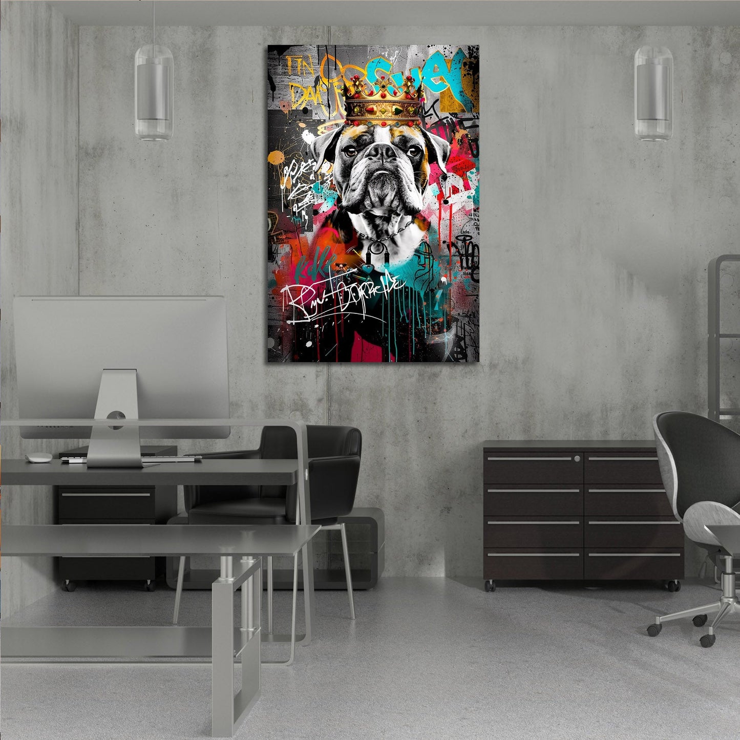King Bulldog Street Art Painting