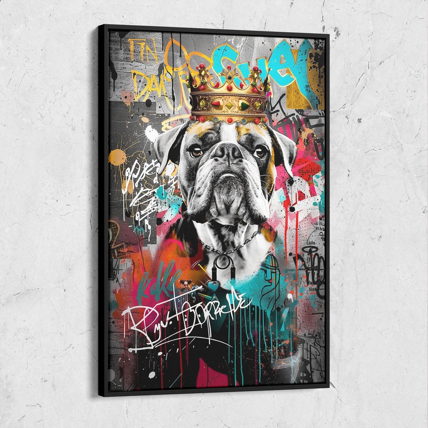 King Bulldog Street Art Painting