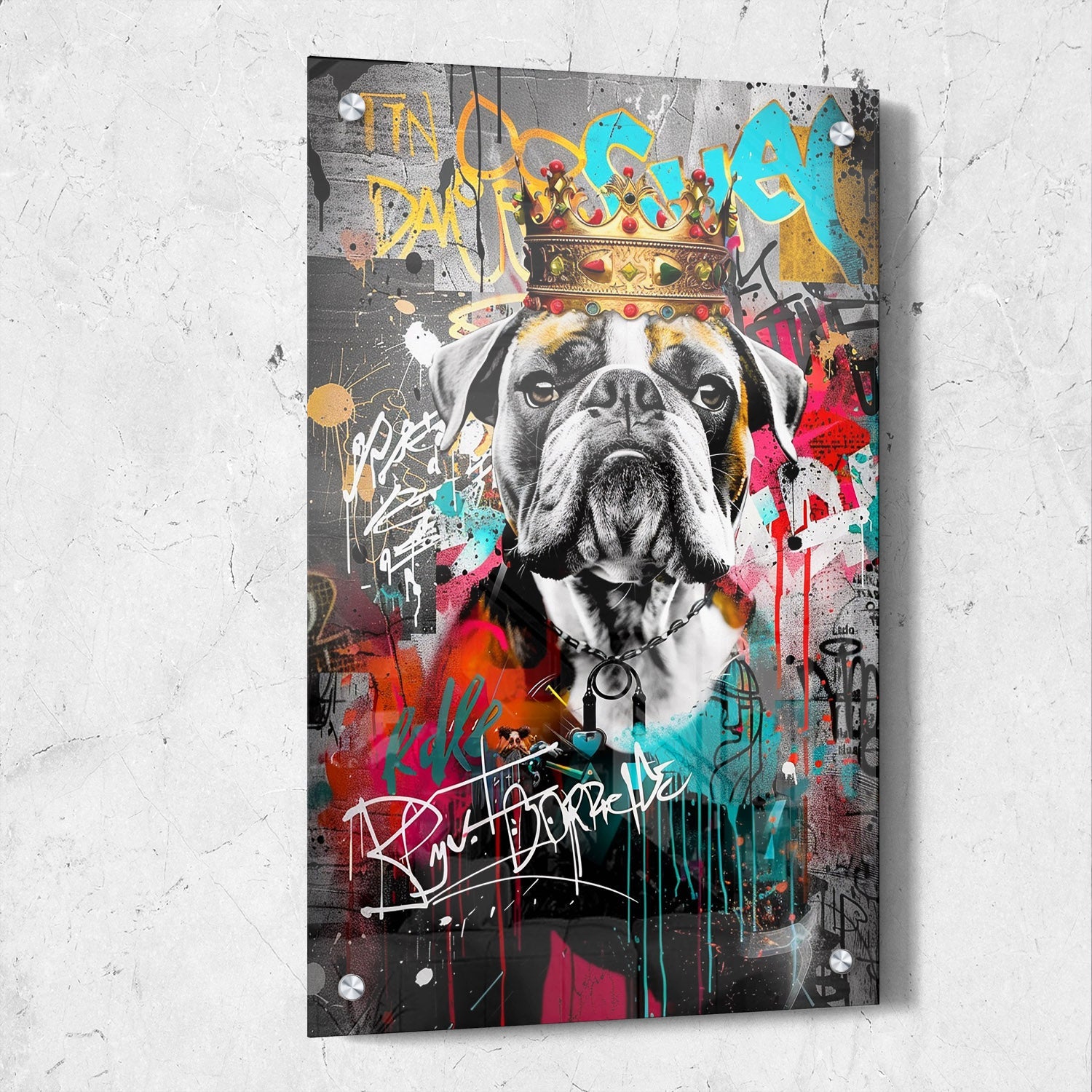 King Bulldog Street Art Painting