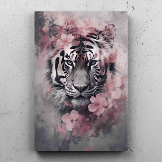 Pink Flower Tiger Portrait