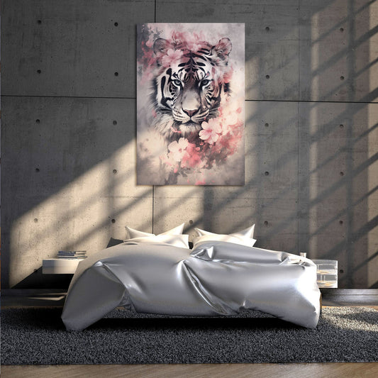 Pink Flower Tiger Portrait