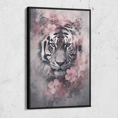 Pink Flower Tiger Portrait