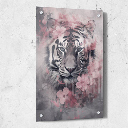 Pink Flower Tiger Portrait