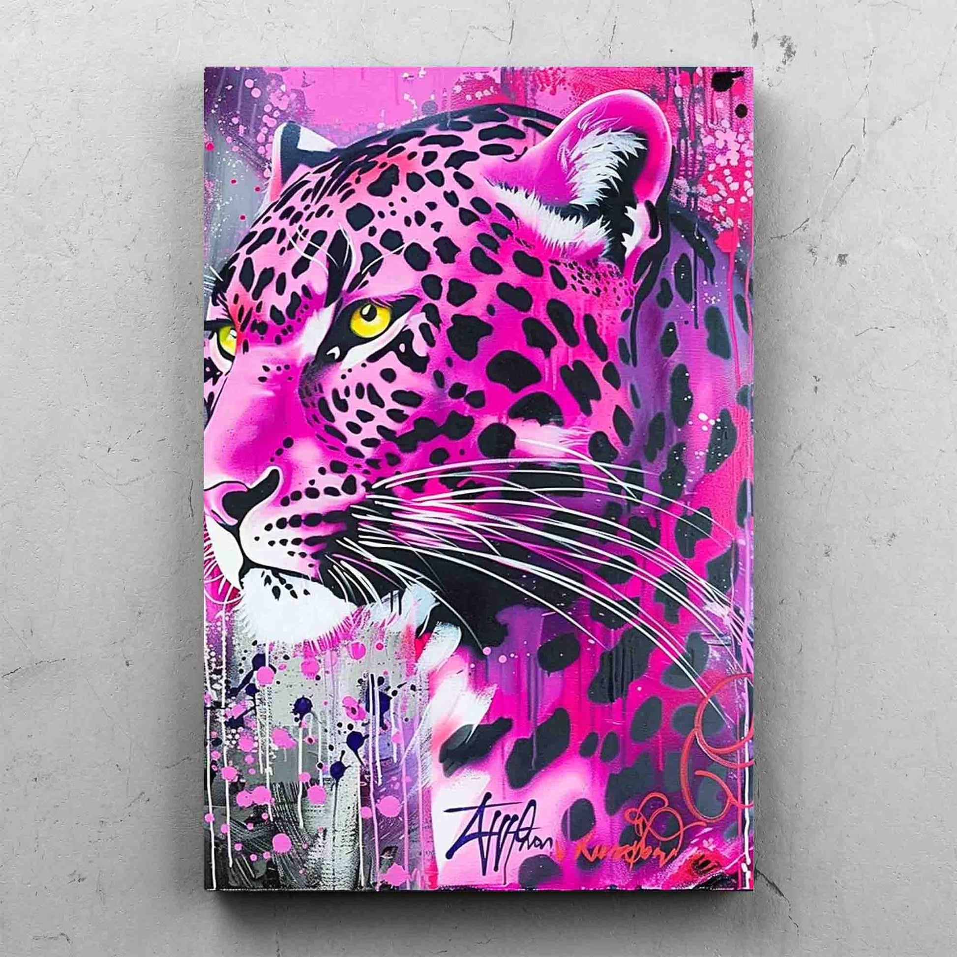 Pink Leopard Street Art Painting