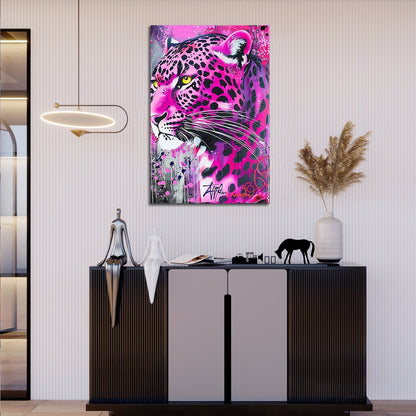 Pink Leopard Street Art Painting