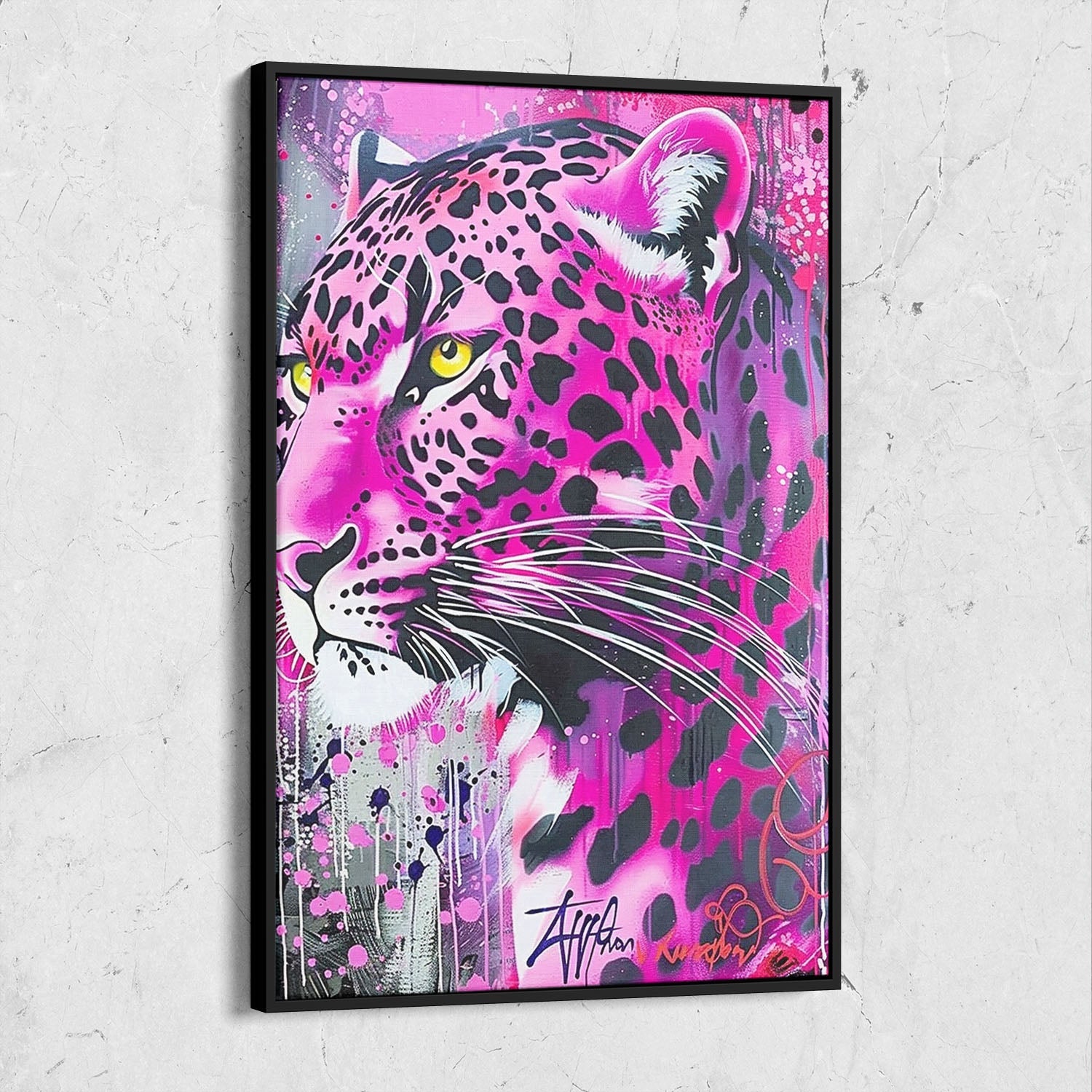 Pink Leopard Street Art Painting