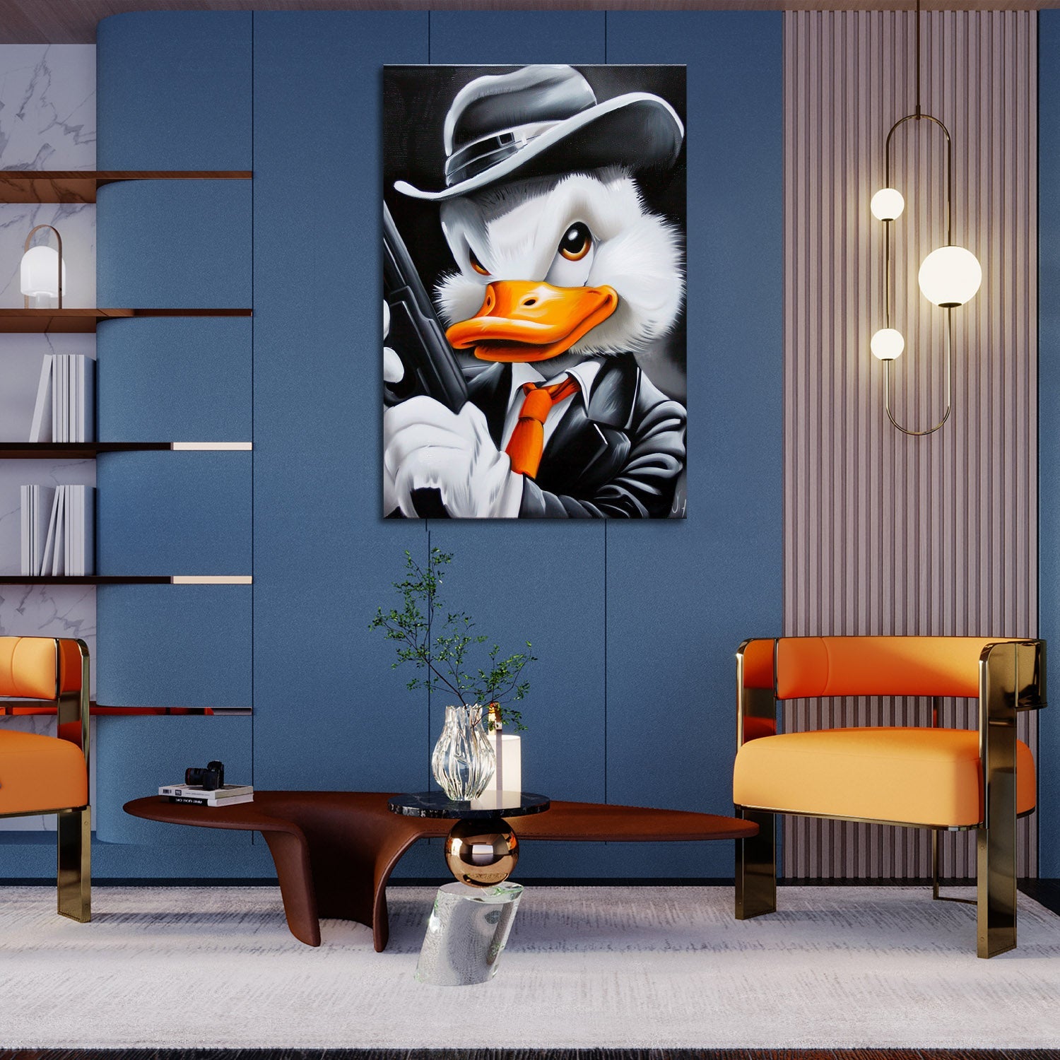Pop Art Gangster Duck Painting