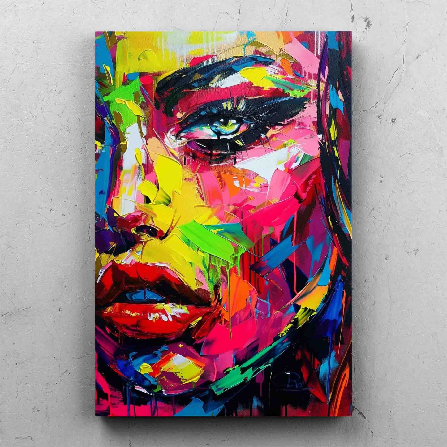 Vibrant Abstract Woman Portrait Painting