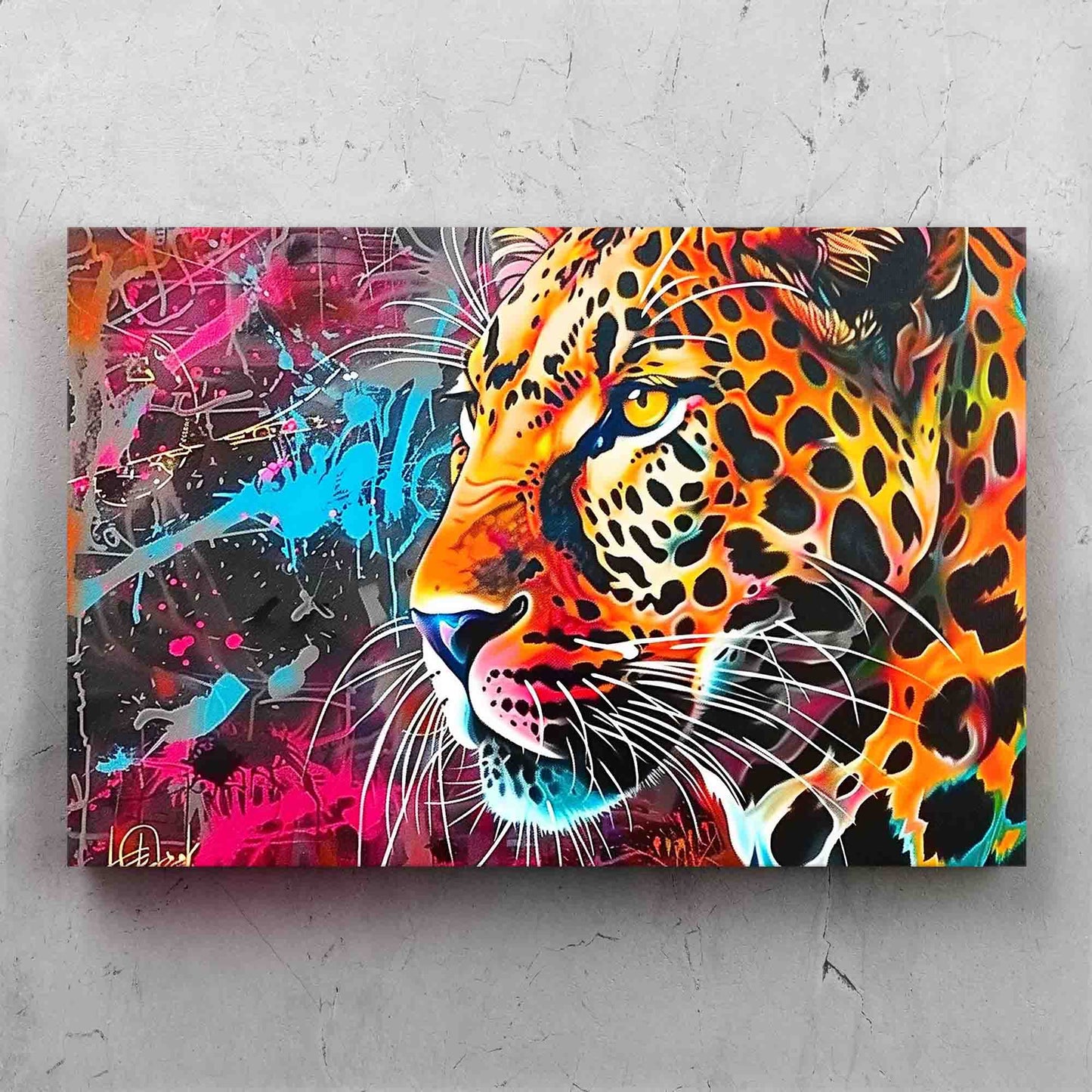 Vibrant Street Art Leopard Painting